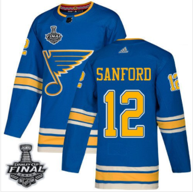 Blues #12 Zach Sanford Blau Alternate 2019 Stanley Cup Final Stitched